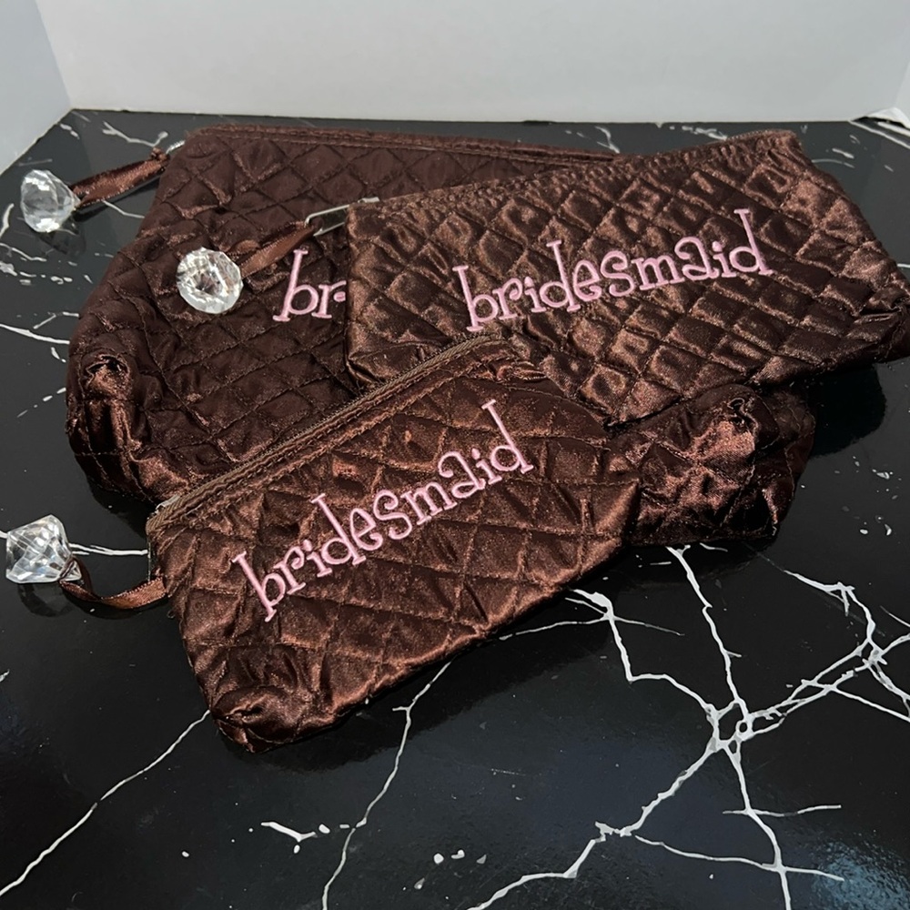 NWOT! 3pc set bridesmaid cosmetic bags